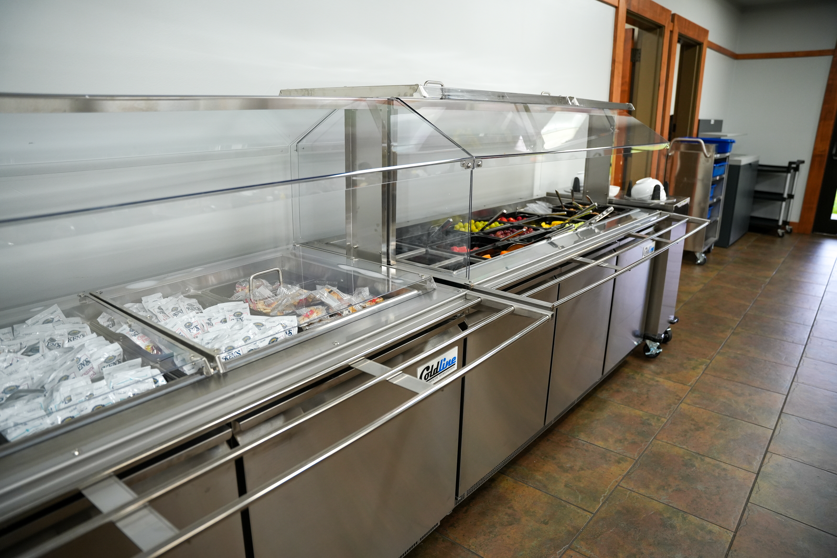 On-site dining facility with salad and fruit bar