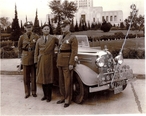 Historical Image of 3 Troopers in Front of the Louisiana State Capitol Building