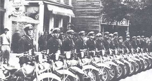 Historical Image of Troopers Next to Motorcycles
