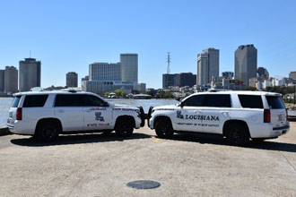 Pair of police vehicles