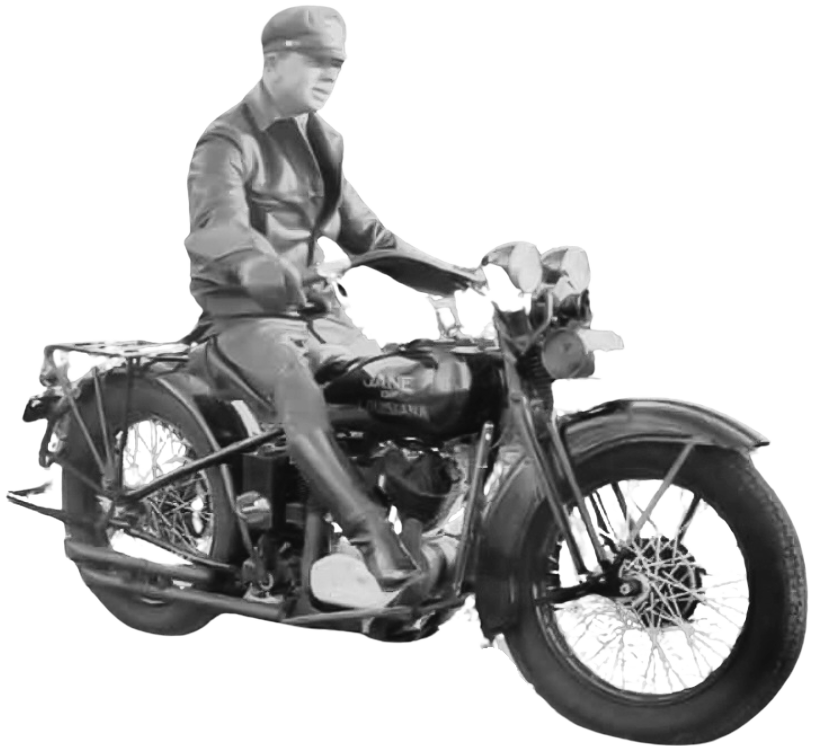 Early Photograph of a Louisiana State Trooper on a motorcycle